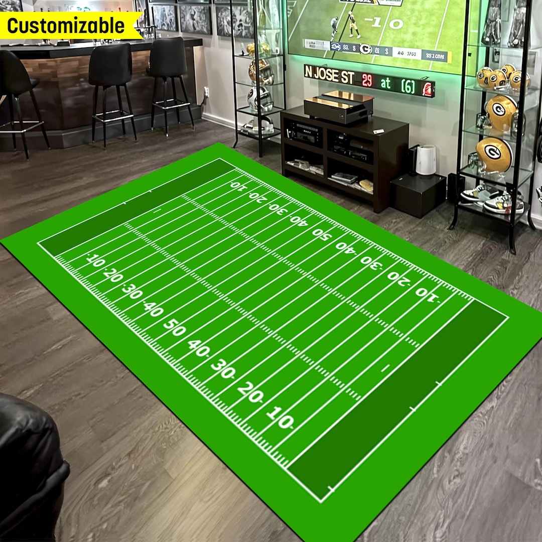 American Football Rug, Washable Non-slip Field Area Carpet, Custom Name ...