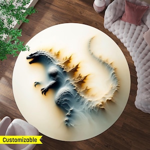 Godzilla Teppich, Godzilla Geschenk, Silhouette Teppich, Monster Godzilla, runder Teppich, Monsterteppich, Godzilla Kollektion, Godzilla Dekor