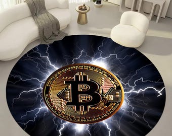Bitcoin Trader Rug, Crypto Round Rug, BTC Rug, Bitcoin Round Rug, Crypto Coin Rug, Bitcoin Carpet,Custom Rug,cryptocurrency rug,money carpet