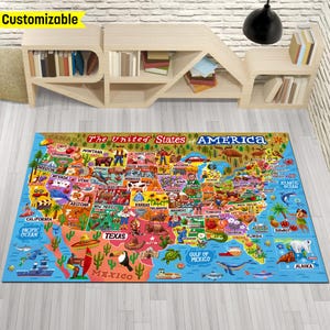 USA Geography Educational Map of Usa,state Rug, America Rug,infographic ...
