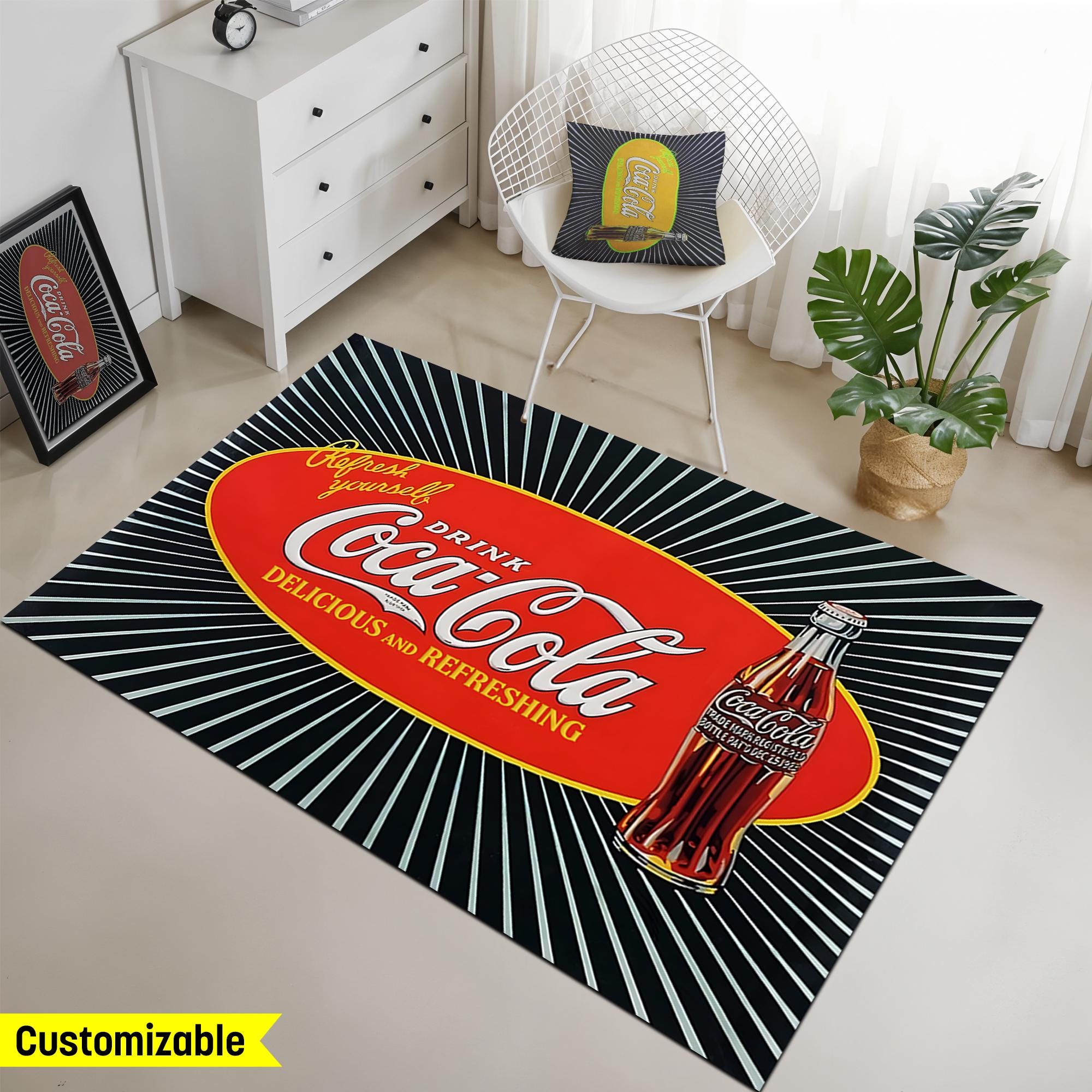 Vintage Coca-cola Rug, Retro Coke Bottle Design, Party Decor - Etsy