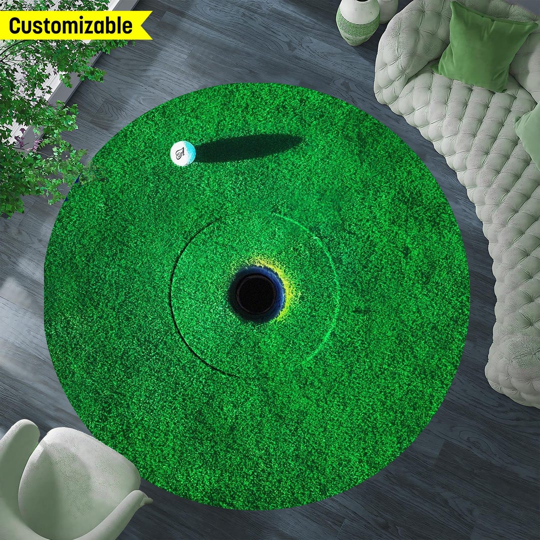 Golf Entry Rug Golf Ball Round Rug, Golf Carpet, Sport Room Decor, Golf Rug,green Rug ...
