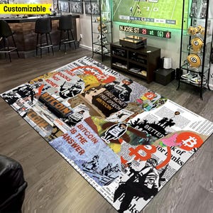 Bitcoin Trader Rug, Crypto Rug, BTC Rug,Bitcoin Rug,Crypto Coin Rug,Bitcoin Carpet, Custom Bitcoin Rug,Bitcoin Design Rug,Cryptocurrency Rug
