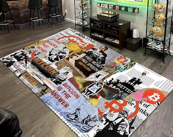 Bitcoin Trader Rug, Crypto Rug, BTC Rug,Bitcoin Rug,Crypto Coin Rug,Bitcoin Carpet, Custom Bitcoin Rug,Bitcoin Design Rug,Cryptocurrency Rug