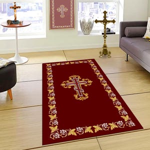 Tapis de prière chrétien, tapis de prière catholique, tapis de méditation chrétien, tapis chrétien, colombe, conception de chemin de croix et de lumière, personnalisation de tapis chrétien