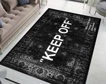 Tapis Keep Off, tapis Keep Off classique, tapis vintage, tapis rétro, tapis de course Keep Off, tapis Keep Off, décoration Keep Off noire, Keep Off personnalisé