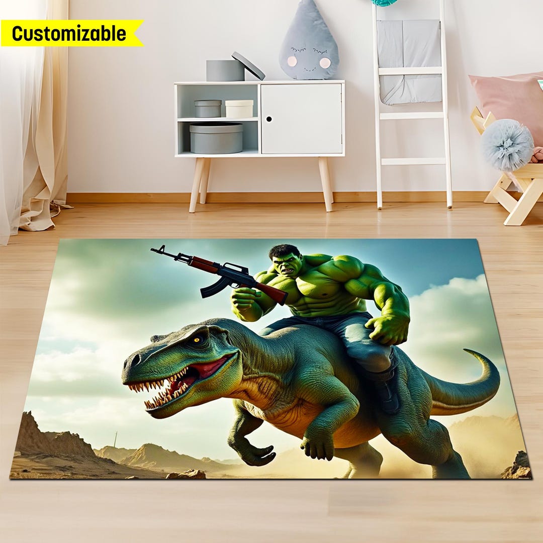 Blue Hulk Rug, Dinosaur Rug, Power Rug, Angry Hulk Rug,armed Hulk Rug ...