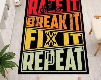 Motortapijt, garagedecor, cadeau crossmotor, mancave-accent, motorvloermat, vloerkleed woonkamer, cadeau motorliefhebber, tapijt motorfan