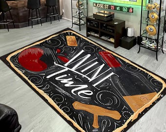 Alfombra de vino, alfombra decorativa para tienda de vinos, alfombra de bar, alfombra de granja, decoración para fiesta de vino, alfombra de cestas de regalo, alfombra decorativa para noche de vino y queso, alfombra de casa de viñedo,