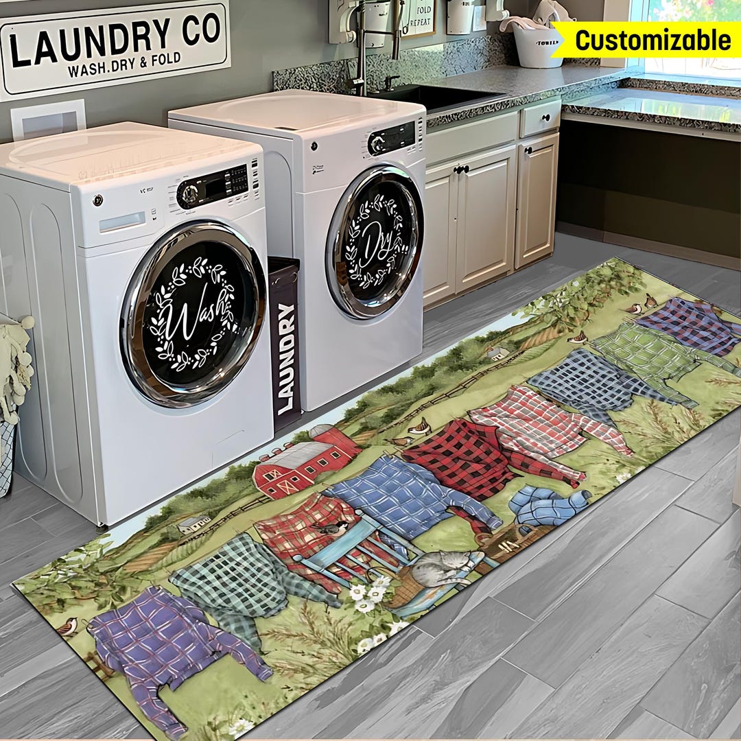 Laundry Room Rug,clothesline Rug, Gift Ideas,clothes Line Rug, Bathroom ...