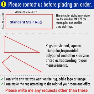Stair Rug, Custom Shaped Stair Rug, Rectangle Triangle Trapezoid & More Rug, Stair Rugs for Any Shape, Made to Order Rug,Triangle Stair Rug image 2