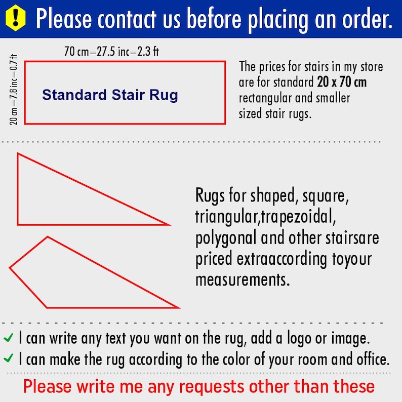 Stair Rug, Custom Shaped Stair Rug, Rectangle Triangle Trapezoid & More Rug, Stair Rugs for Any Shape, Made to Order Rug,Triangle Stair Rug image 2