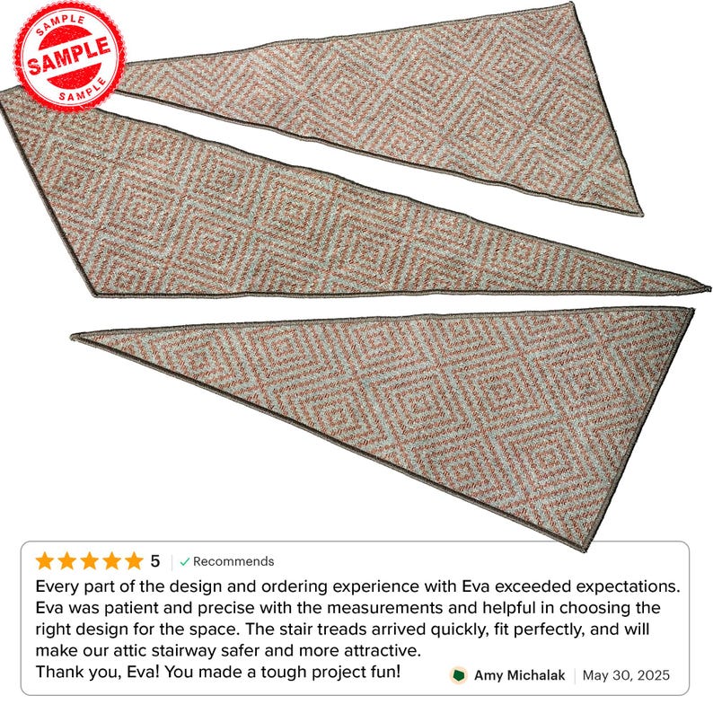 Stair Rug, Custom Shaped Stair Rug, Rectangle Triangle Trapezoid & More Rug, Stair Rugs for Any Shape, Made to Order Rug,Triangle Stair Rug image 7