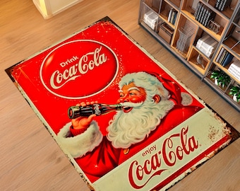 Vintage Coca-Cola Santa, Poster Advertisement, Sparkling Holidays Christmas Wall Art, Coca-Cola Santa Retro Tin Sign,Man Cave Garage Decor