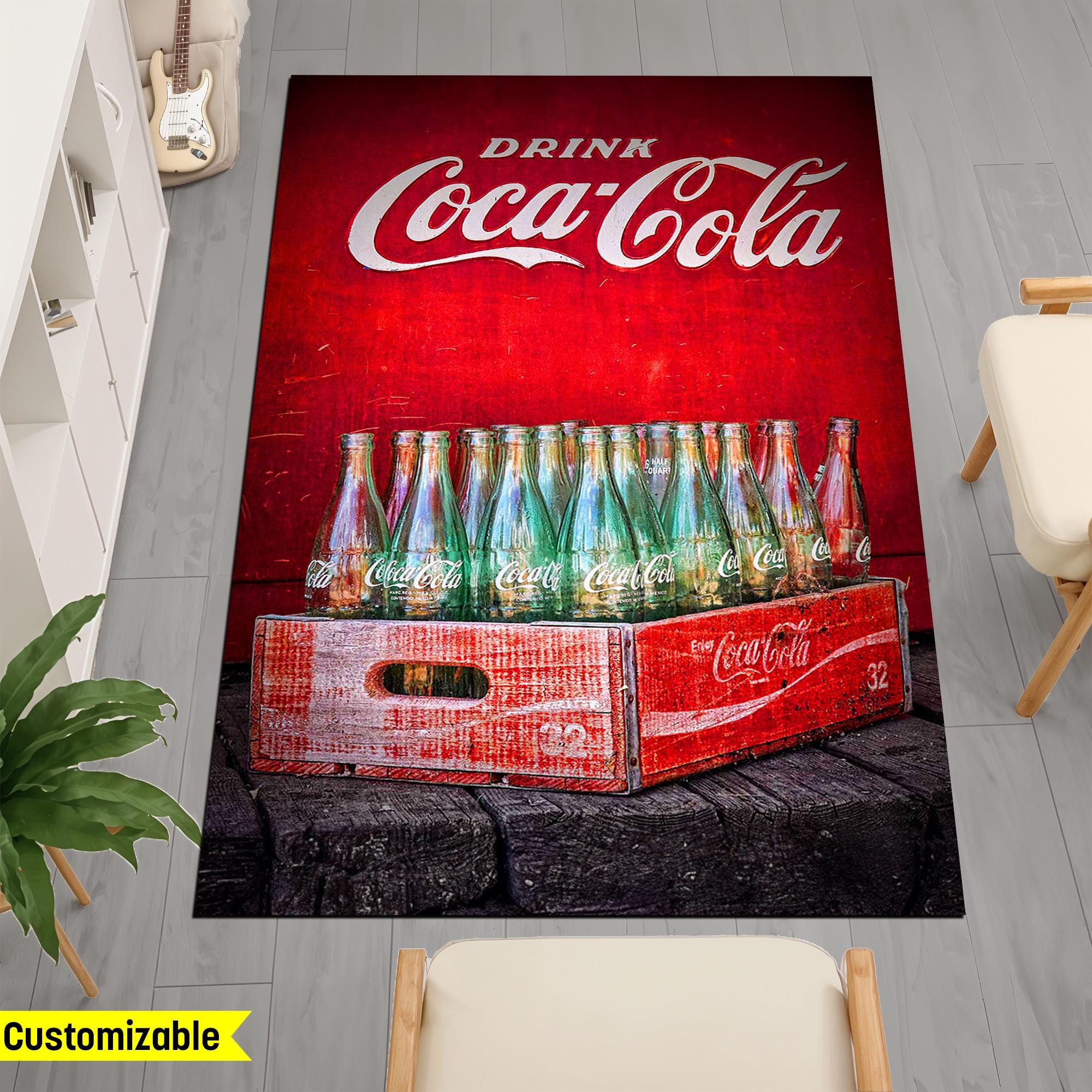 木製コーラケースラグ、ドリンクラグ、デザインコーラボトルカーペット