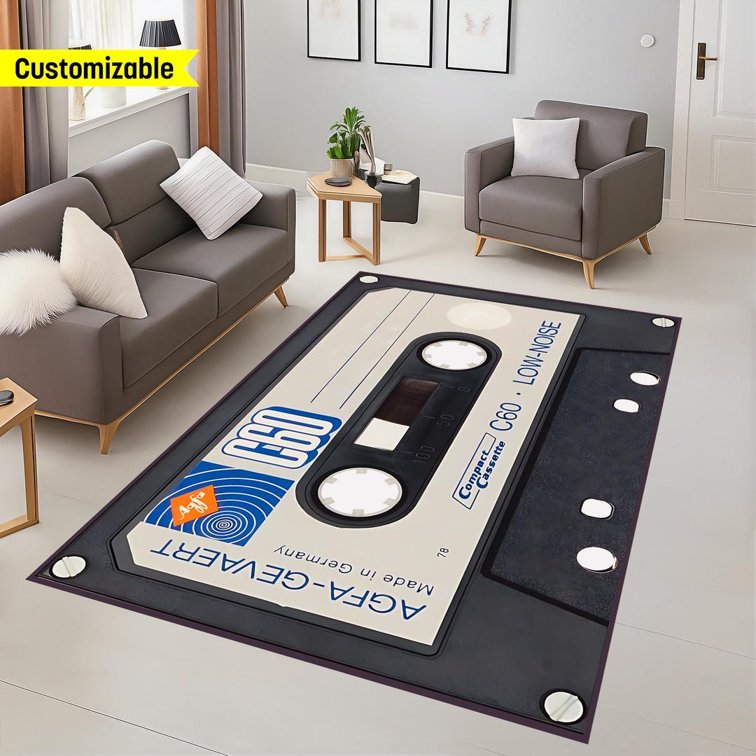 Retro Cassette Tape Rug: Customizable Name Rug,80s/90s Mixtape Area ...