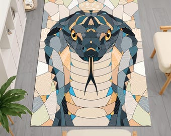 Geometric Snake Rug, Reptile Lover Gift, Kids Room Decor