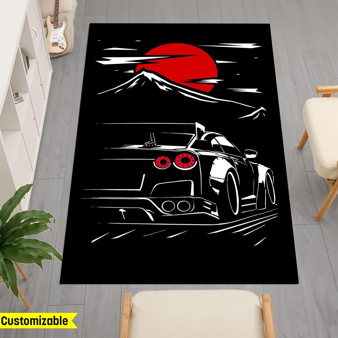 Car Rug, Personalized Garage Sign Rug, Racing Sports Car Rug, Mancave ...