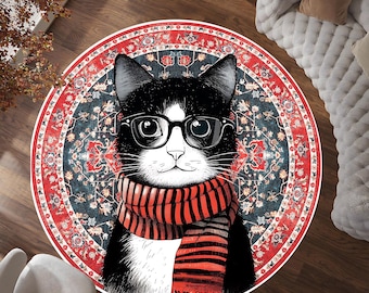 Tapis chat, tapis rond, tapis pour amoureux des chats, tapis pour animalerie, tapis personnalisable, joli tapis chat, tapis de chambre de chat, tapis pour maison de chat, tapis de lit chat, cadeau pour amoureux des chats
