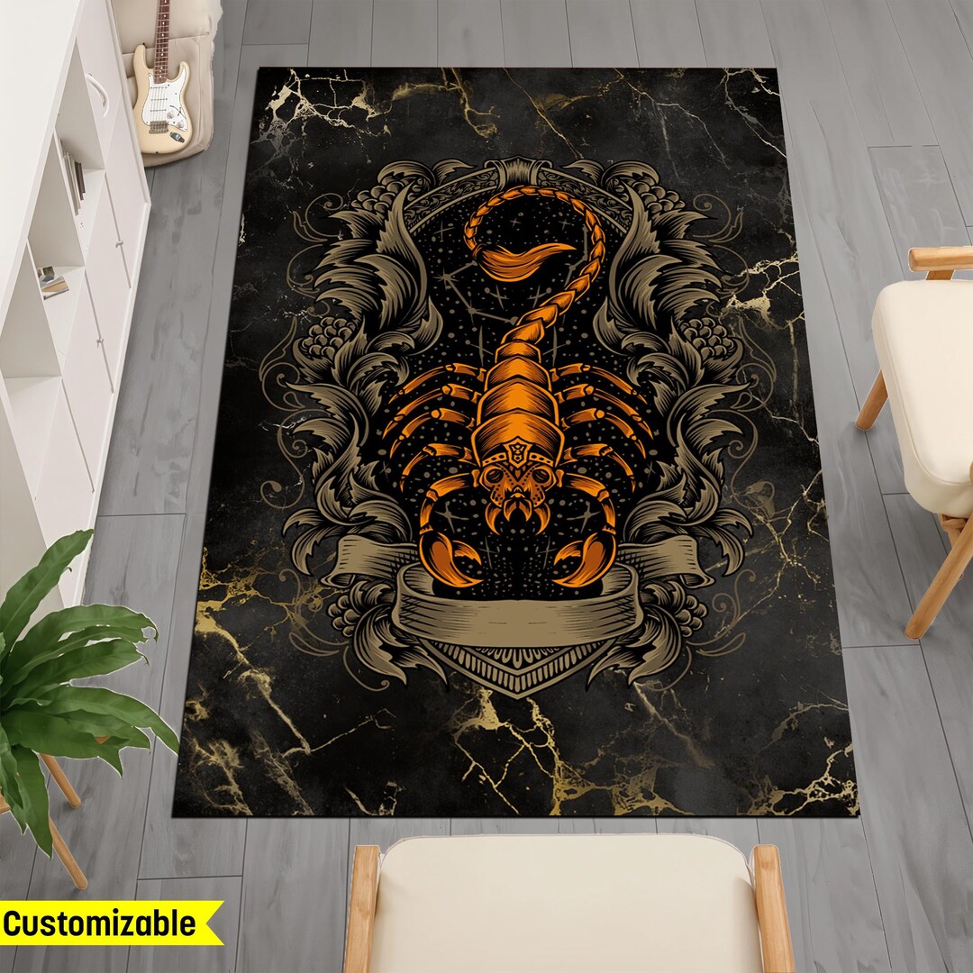 Scorpion Rug, Insect Rug, Animal Rug, Scorpion Themed Rug, Desert Rug ...