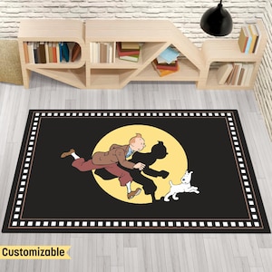 Tintin, Tintin Kids Rug, Tin Moon Rug, Tintin Gift,Tintin Comic Rug,Tintin Fan Rug,Collectable Tintin, Tintin Print Rug,Tintin Figurine Rug,