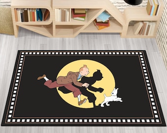 Tintin, Tintin Kids Rug, Tin Moon Rug, Tintin Gift,Tintin Comic Rug,Tintin Fan Rug,Collectable Tintin, Tintin Print Rug,Tintin Figurine Rug,