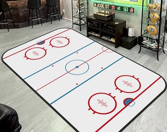 Hockey Rink Rug: Non-Slip Microfiber Kids Room Decor (15.7 inches x 23.6 inches