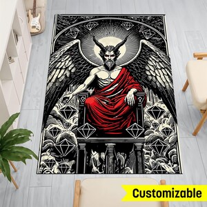 Evil Devil, Satan Lucifer,Goth Rug, Satanism Rug, Azazel Rug, Boy Room Rug,Devil Rug,Horned Devil Rug,Ramiel Rug,Dagon Rug,Horror Devil,Gift
