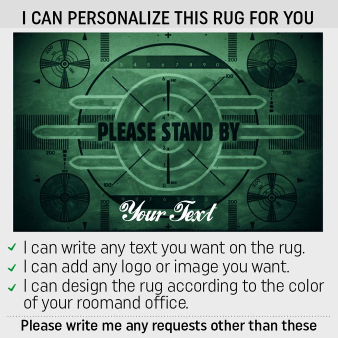 Fallout Area Rug Please Stand by Rug, Tvtest Pattern Rug, Fallout 3 Rug, Test Patterns ...