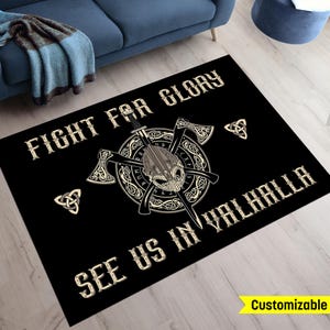 Viking, Mythology Rug, Manspace Rug,Asgard Rug, Viking Rug, Einherjar Rug, Scandinavian Rug, Odin&#39;s Hall Rug,Mythological Rug, Man Cave Rug