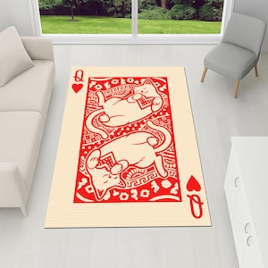 Natural Jute-Look 3D Print Rug – Boho Cat Carpet with Greek Key & Vintage Casino Playing Card Design – Cozy Gift for Living Room, Bedroom