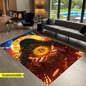 BTC Rug, Bitcoin  Rug, Crypto  Rug, Crypto Coin Rug, Trump Bitcoin Rug, HODL Carpet, Bitcoin Poster Rug, Bitcoin Decor, Bitcoin Gadgets Rug