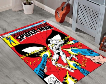 Tappeto Spiderman / Tappeto Spider Man — Tappeto per cameretta dei bambini, design a fumetti, antiscivolo e lavabile, arredamento per sala giochi e cameretta dei ragazzi, rivista Spiderman