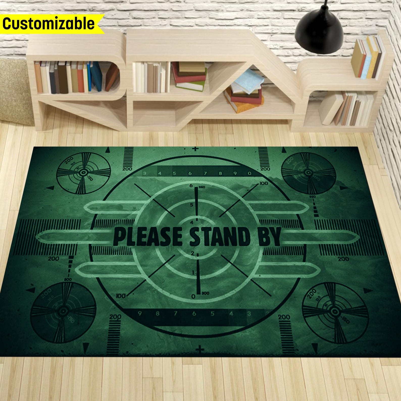 Please Stand By Rug, TVTest Pattern Rug, Fallout 3 Rug, Test Patterns Rug, TV Game Rug, Pilot Rug, Cockpit Rug, Typography Rug, Please Rug - 5.2x6.9Ft=160x210cm