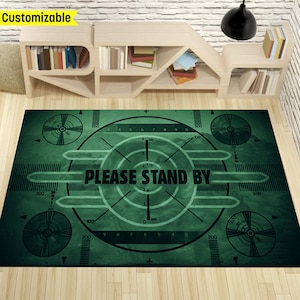 Please Stand By Rug, TVTest Pattern Rug, Fallout 3 Rug, Test Patterns Rug, TV Game Rug, Pilot Rug, Cockpit Rug, Typography Rug, Please Rug