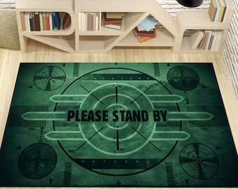 Please Stand By Rug, TVTest Pattern Rug, Fallout 3 Rug, Test Patterns Rug, TV Game Rug, Pilot Rug, Cockpit Rug, Typography Rug, Please Rug