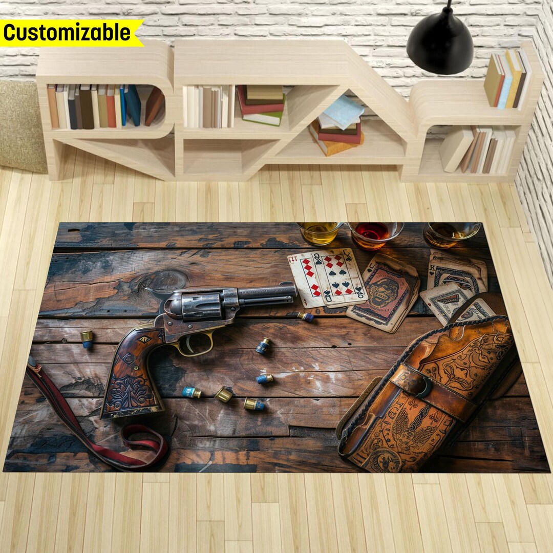 Western Revolver Rug: Wild West Style, Non-slip Cotton Backing (15.7 ...