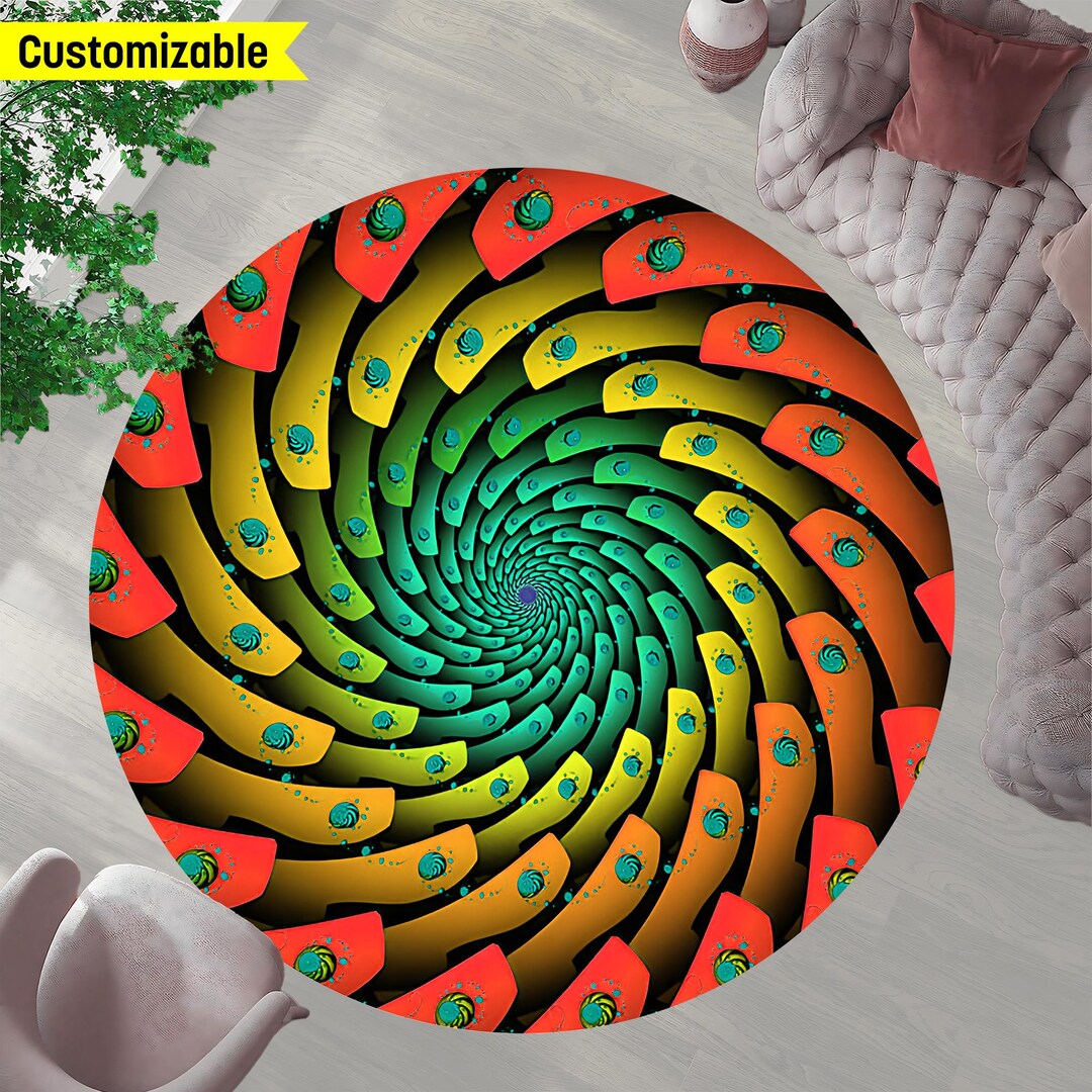 Visual Effects Rugs Vortex Round Rug, 3D Vortex Rug, Optical Illusion Rug, 3D Effect Rug ...