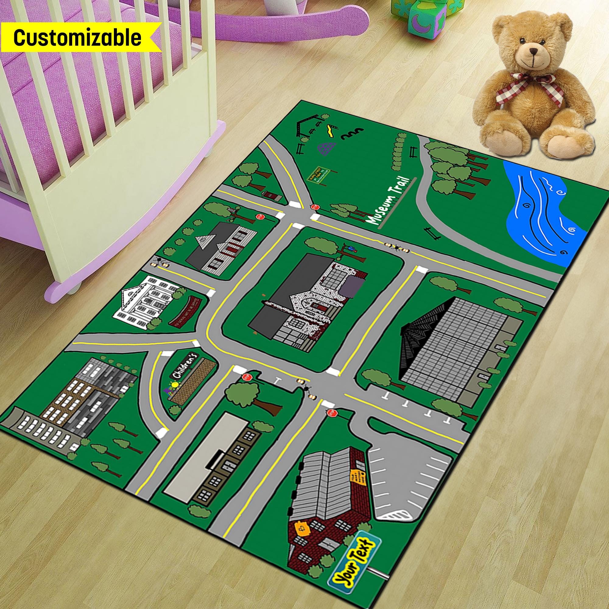 Car Road Map Rug for Children’s Room, City Map and Road Design for ...