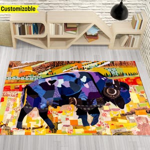 Bison Rug, Buffalo Rug, American Buffalo Rug, Bison Carpet, Lodge Rug, Animal Rug, Western Rug, Man Cave Bison Rug, American Wildlife Rug
