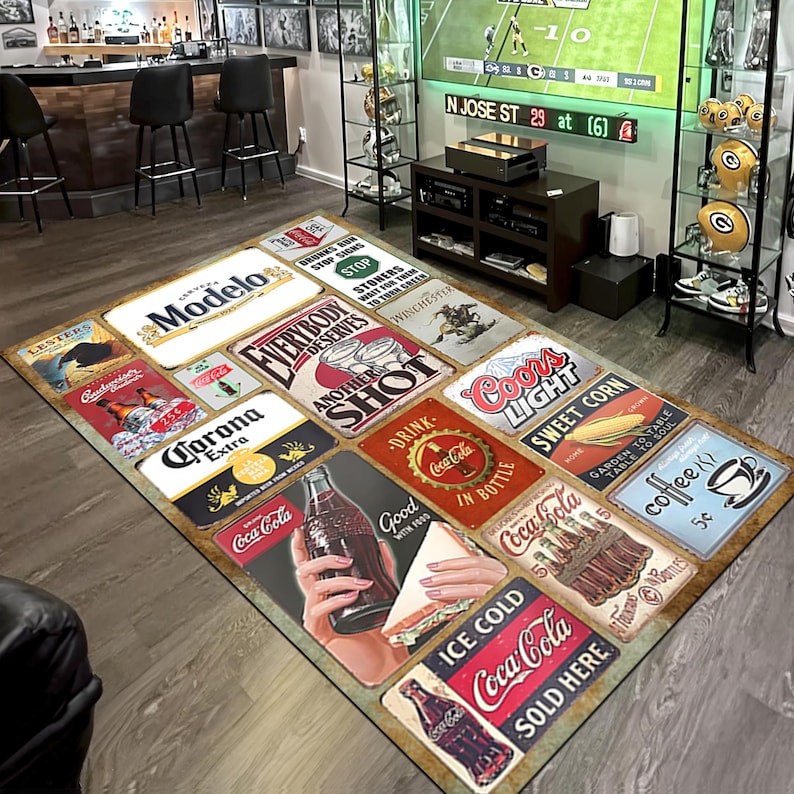 Custom Beer Rug Coca Cola Rug, Beverage Rug, Shot Rug, Drink Rug, Beer Rug, Beer Carpet ...