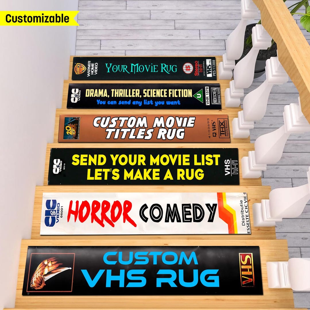 Custom Dvd Rugs Custom VHS Horror Movie Stair Rug, 80s/90s Home Decor, Horror & Movie ...