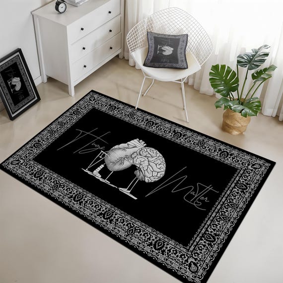 Love Rug, Hug Rug, Custom Message Rugs, Heart and Brain Carpet