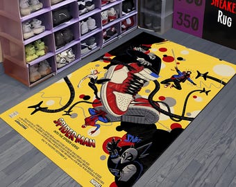 Spiderman Sneaker Rug, Superhero Rug, Sneakers gift, Comic Book Rug, Spiderman Decor, Cartoon Rug, Customizable Rug, Spiderman Mat,Kids Gift