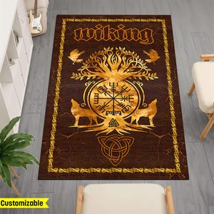 Valknut Norse Pagan Art, Helm Of Awe Rug, Viking Compass Rug, Vegvisir Rug,Viking Decor Rug,Fenrir Wolf Rug,Viking Wolf Rug,Scandinavian Rug