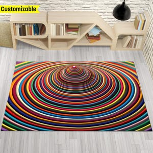 Vortex Twist, Vortex Rug, 3D Rug, Optical Illusion Rug, Hypnotic Rug, Rainbow Rug, Psychedelic Rug,Trippy Rug,Popular Rug,