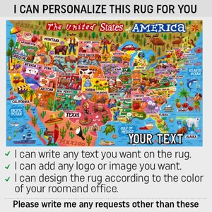 USA Geography Educational Map of Usa,state Rug, America Rug,infographic ...