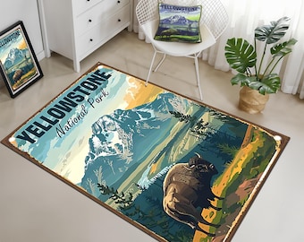 Buffalo Area Rug, American Bison Rug, Western Farmhouse Decor, Rustic Lodge Carpet,Cabin Living Room Rug,Man Cave Decor,Wildlife Home Accent