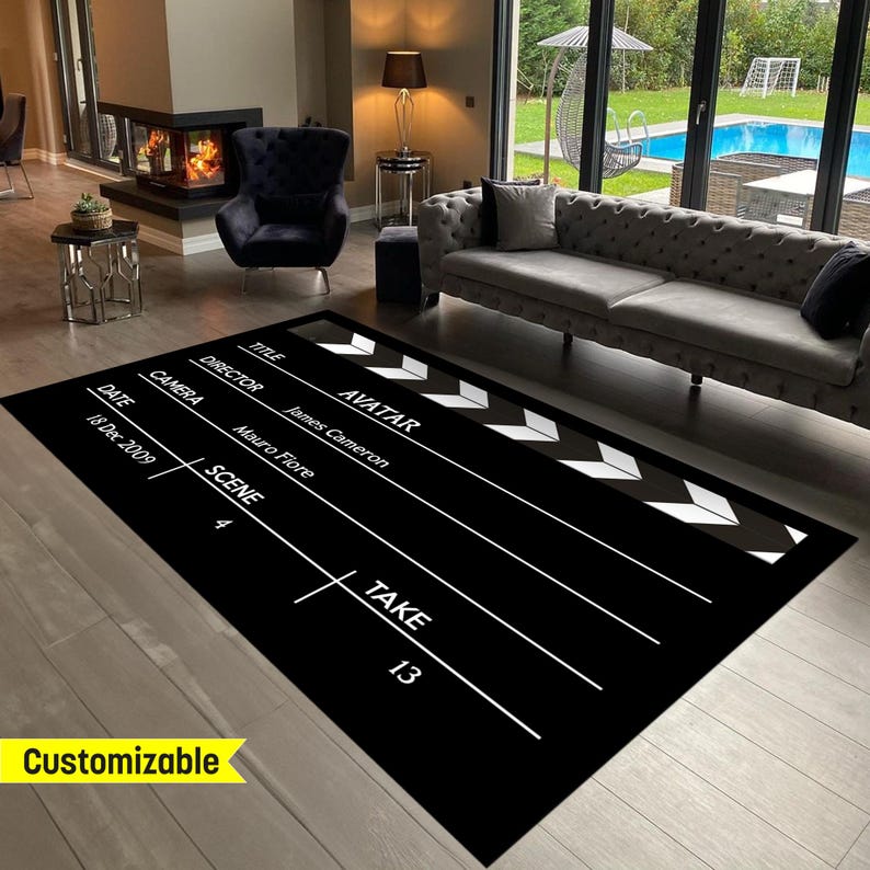 Personalized Clapperboard Rug – Custom Film Slate With Name/date/scene ...