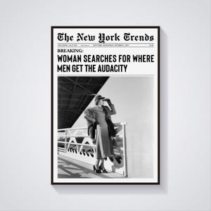 Trendy Wall Art, Audacity Newspaper Print, Funny Wall Art Decor, Magazine Cover, Girls Room Decor, Photo Print, Retro Poster, Printable